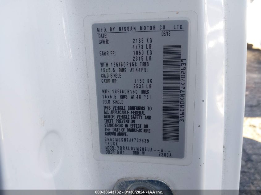 2018 NISSAN NV200 S - 3N6CM0KN7JK702639