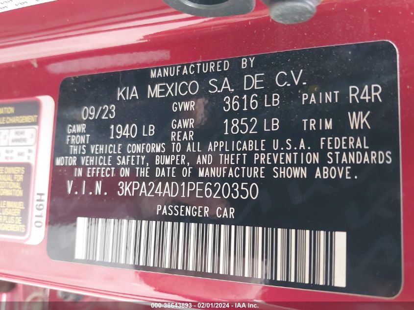2023 KIA RIO LX/S - 3KPA24AD1PE620350
