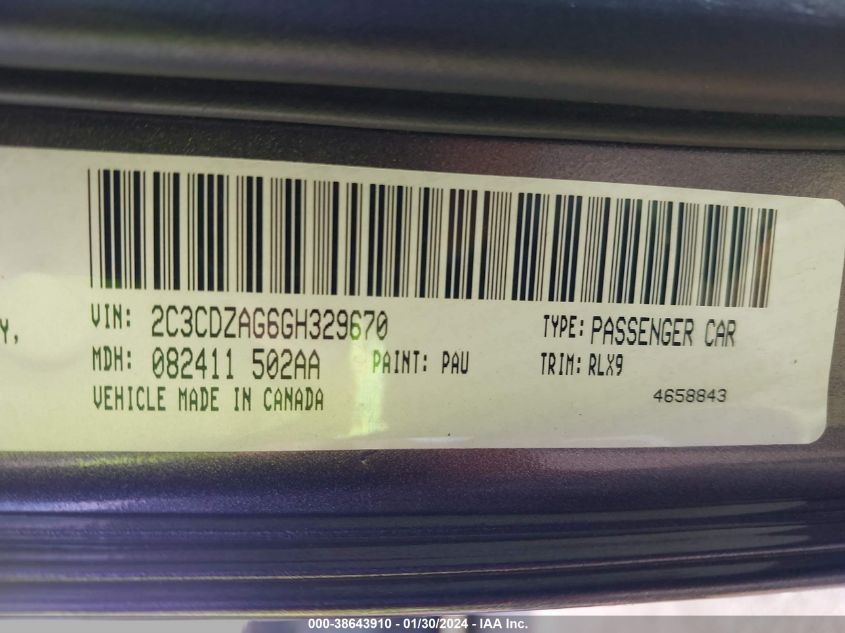 2016 DODGE CHALLENGER SXT - 2C3CDZAG6GH329670