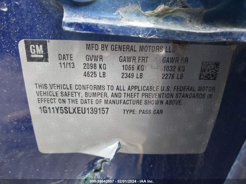 2014 CHEVROLET IMPALA 1LS - 1G11Y5SLXEU139157
