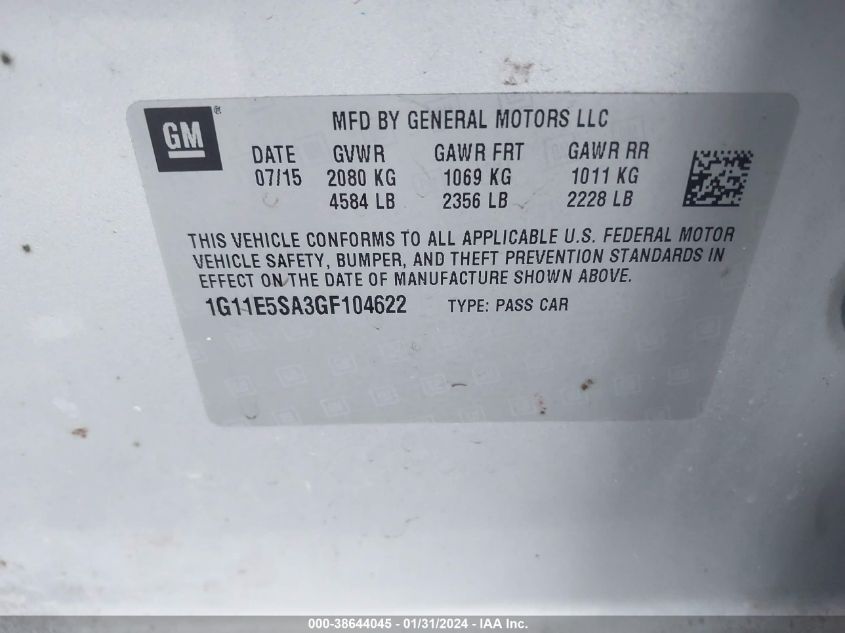 2016 CHEVROLET MALIBU LIMITED LTZ - 1G11E5SA3GF104622