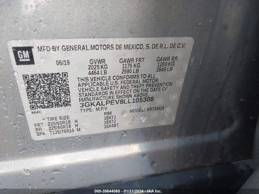 2020 GMC TERRAIN FWD SLT - 3GKALPEV8LL105308