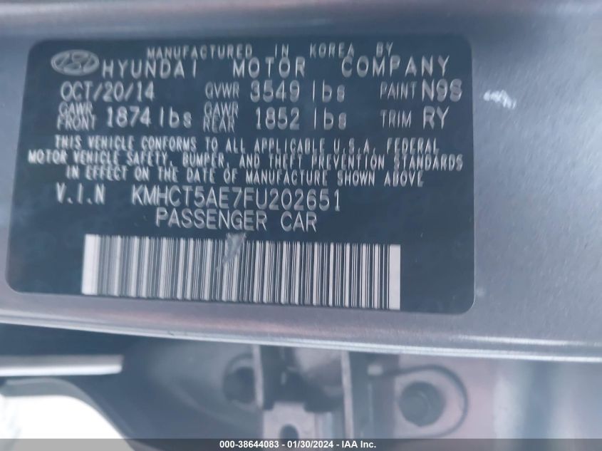2015 HYUNDAI ACCENT GS - KMHCT5AE7FU202651