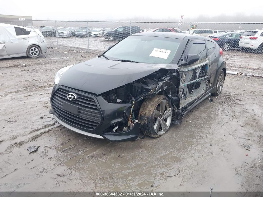 2013 HYUNDAI VELOSTER TURBO W/BLUE - KMHTC6AE1DU115556