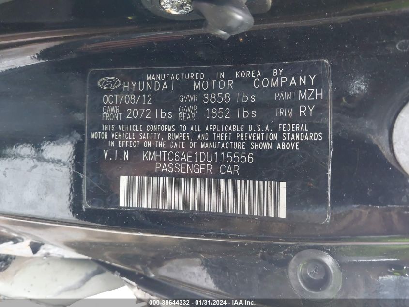 2013 HYUNDAI VELOSTER TURBO W/BLUE - KMHTC6AE1DU115556