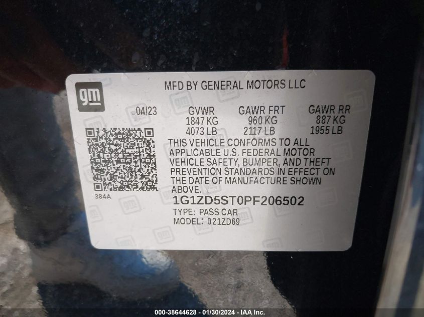 2023 CHEVROLET MALIBU FWD 1LT - 1G1ZD5ST0PF206502