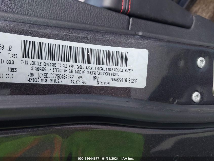 2016 DODGE DURANGO R/T - 1C4SDJCT7GC484847