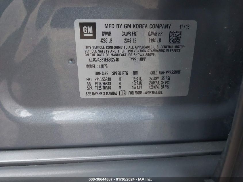 2014 BUICK ENCORE - KL4CJASB1EB602748
