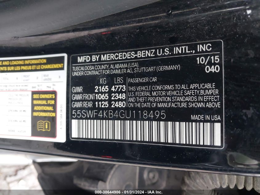 2016 MERCEDES-BENZ C 300 4MATIC/LUXURY 4MATIC/SPORT 4MATIC - 55SWF4KB4GU118495