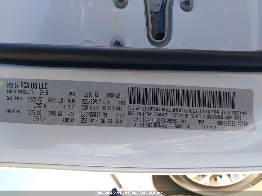VIN 1C4PJLLB1KD129256 2019 JEEP CHEROKEE LATITUDE PLUS