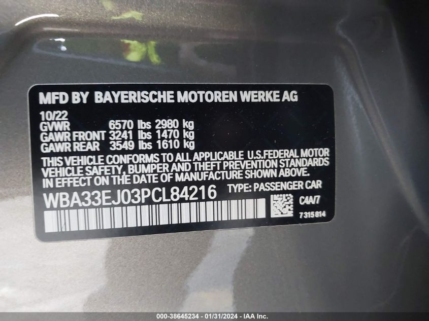 2023 BMW 760I XDRIVE - WBA33EJ03PCL84216