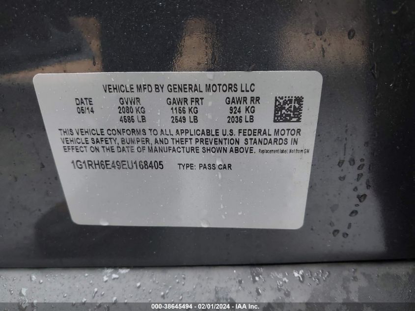 2014 CHEVROLET VOLT - 1G1RH6E49EU168405