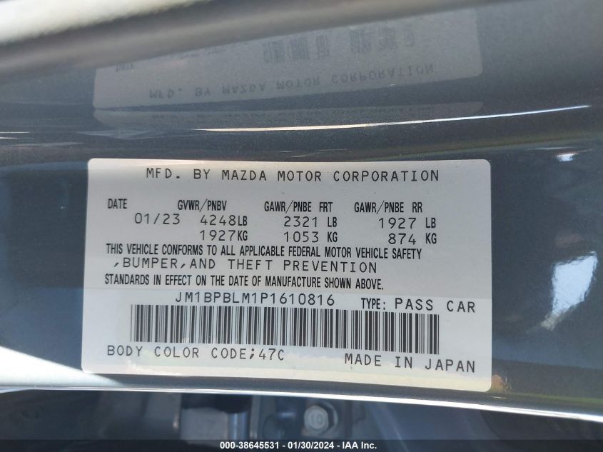 2023 MAZDA MAZDA3 2.5 S CARBON EDITION - JM1BPBLM1P1610816