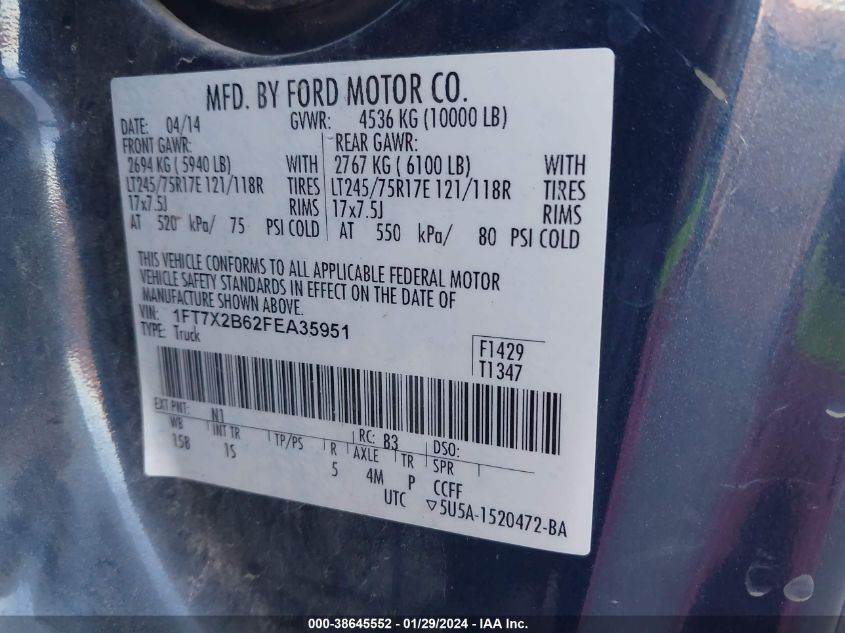2015 FORD F-250 XL - 1FT7X2B62FEA35951