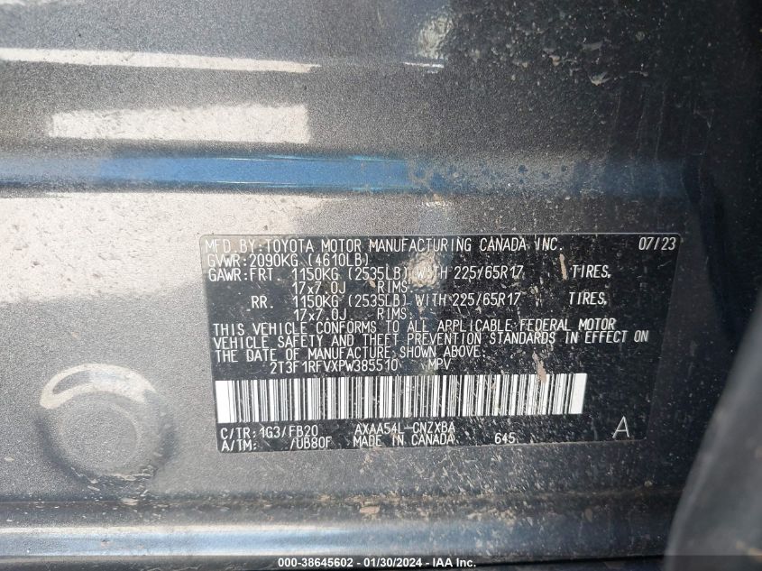 2023 TOYOTA RAV4 LE - 2T3F1RFVXPW385510