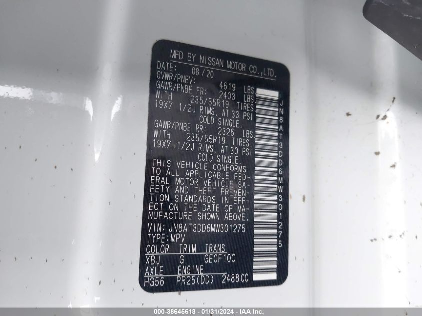 2021 NISSAN ROGUE PLATINUM - JN8AT3DD6MW301275