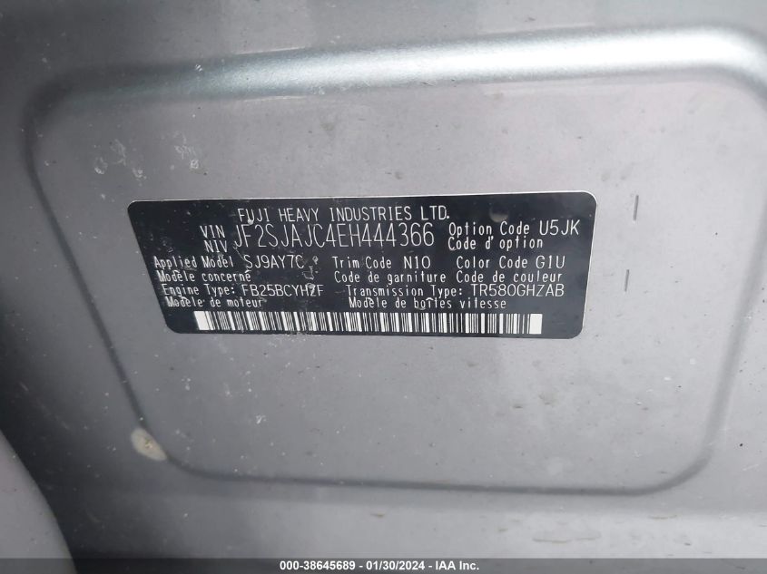 2014 SUBARU FORESTER 2.5I LIMITED - JF2SJAJC4EH444366