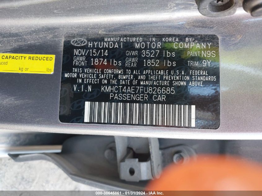 2015 HYUNDAI ACCENT GLS - KMHCT4AE7FU826685