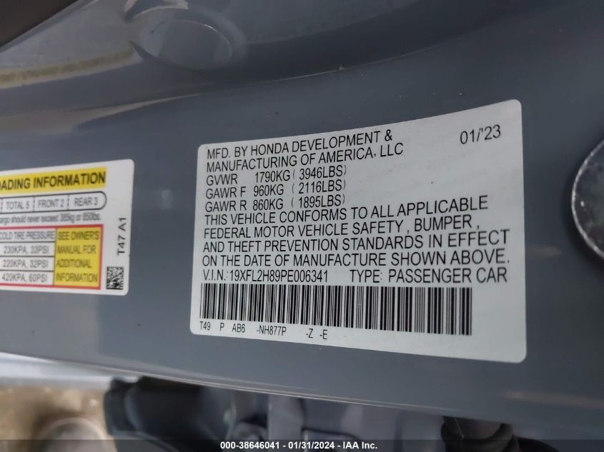 2023 HONDA CIVIC SPORT - 19XFL2H89PE006341