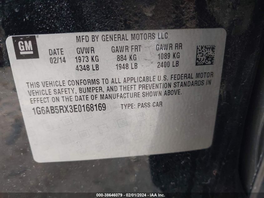 2014 CADILLAC ATS LUXURY - 1G6AB5RX3E0168169