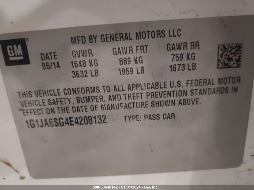 2014 CHEVROLET SONIC LS AUTO - 1G1JA6SG4E4208132