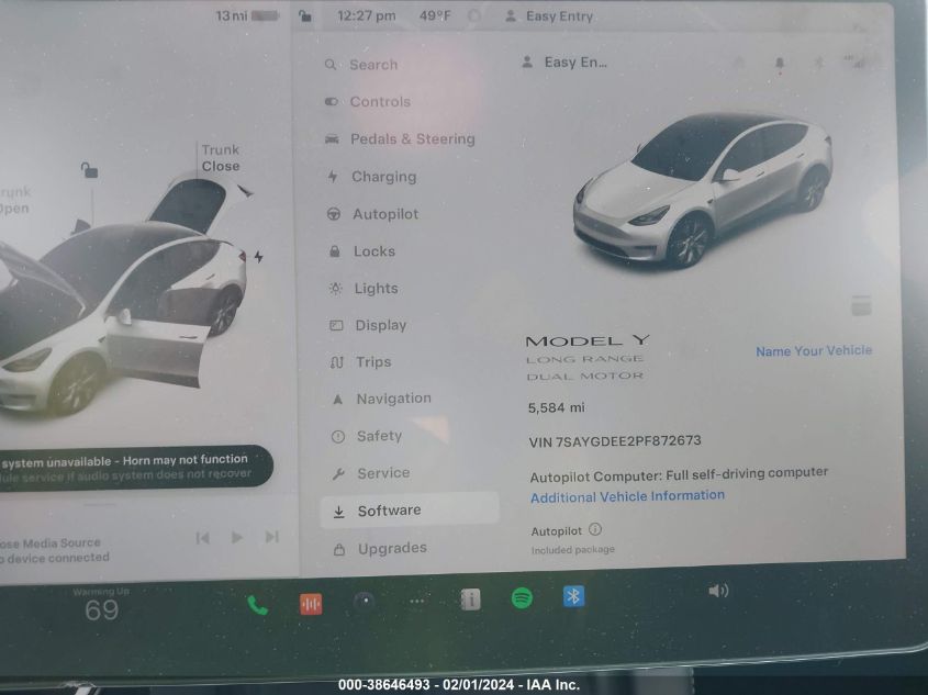 2023 TESLA MODEL Y AWD/LONG RANGE DUAL MOTOR ALL-WHEEL DRIVE - 7SAYGDEE2PF872673