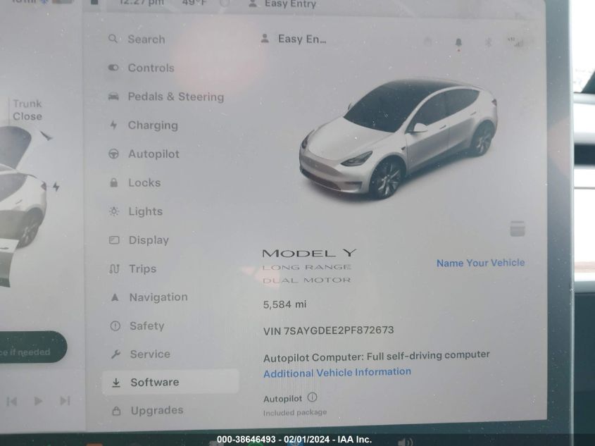 2023 TESLA MODEL Y AWD/LONG RANGE DUAL MOTOR ALL-WHEEL DRIVE - 7SAYGDEE2PF872673