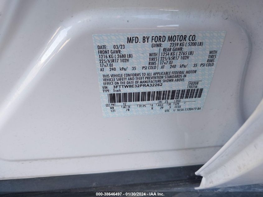 2023 FORD MAVERICK XL/XLT/LARIAT - 3FTTW8E32PRA32262