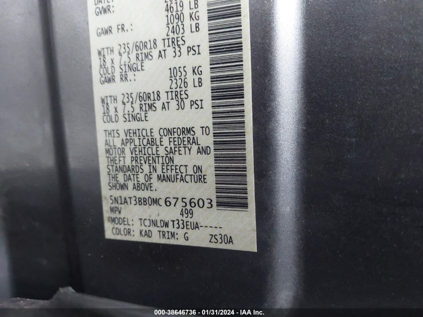 2021 NISSAN ROGUE SV - 5N1AT3BB0MC675603