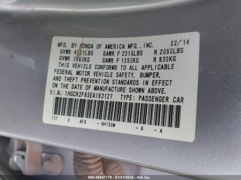 2014 HONDA ACCORD EX-L - 1HGCR2F85EA163127