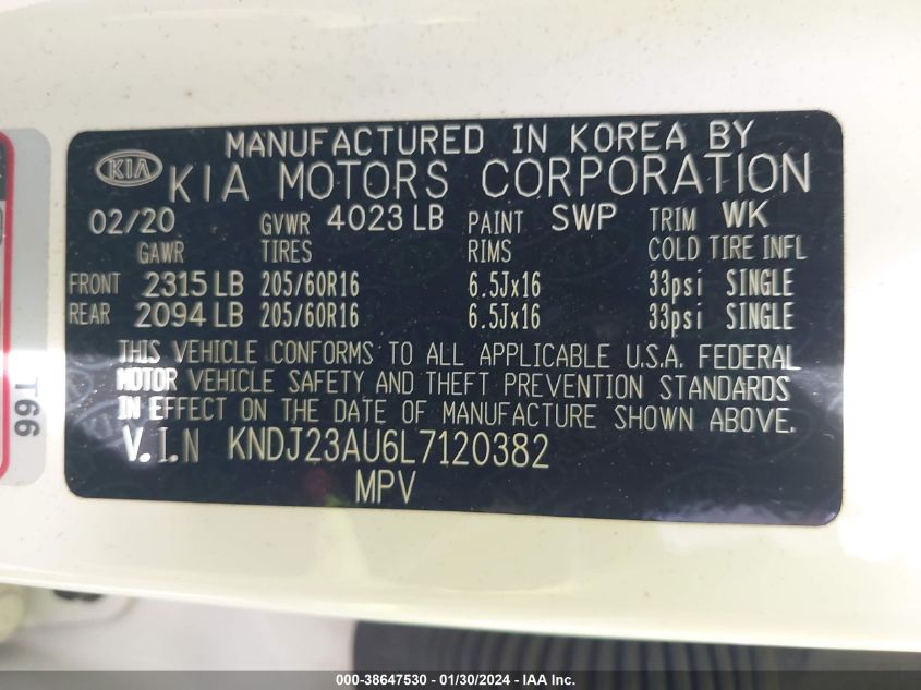 2020 KIA SOUL LX - KNDJ23AU6L7120382