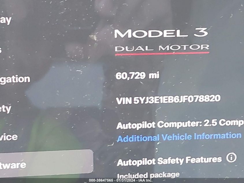 2018 TESLA MODEL 3 - 5YJ3E1EB6JF078820