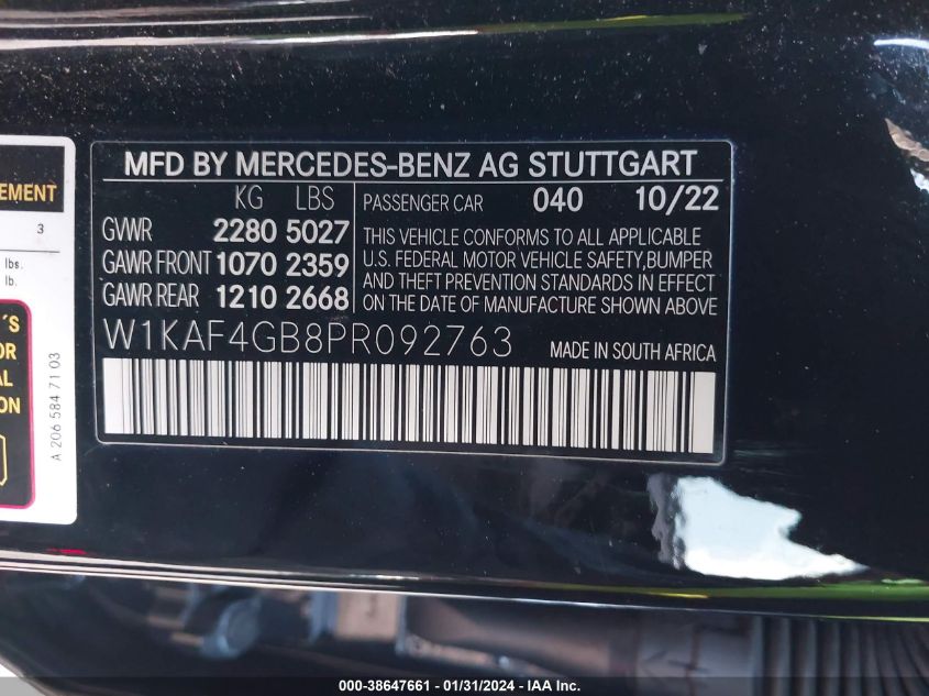 2023 MERCEDES-BENZ C 300 SEDAN - W1KAF4GB8PR092763
