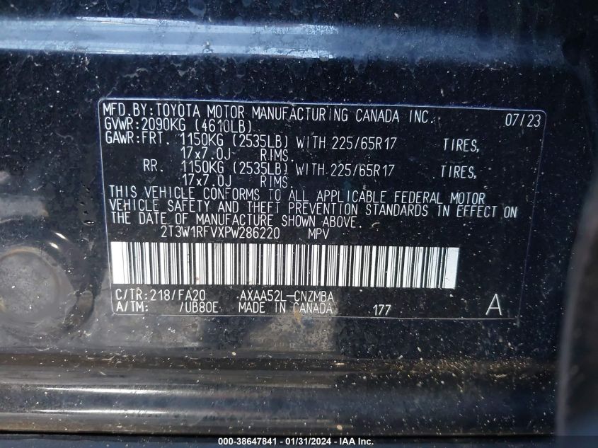 2023 TOYOTA RAV4 XLE/XLE PREMIUM - 2T3W1RFVXPW286220