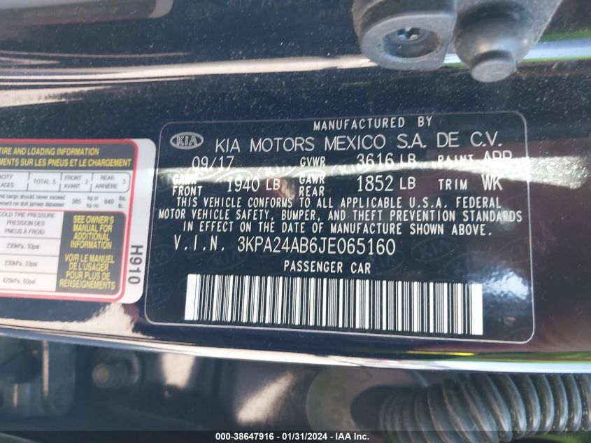 2018 KIA RIO LX/S - 3KPA24AB6JE065160