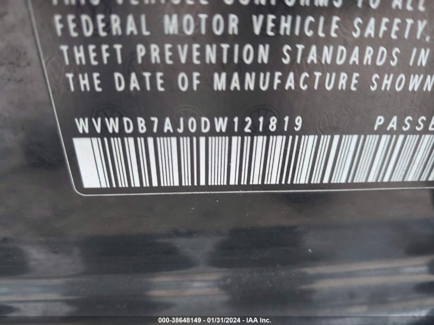 2013 VOLKSWAGEN GOLF - WVWDB7AJ0DW121819