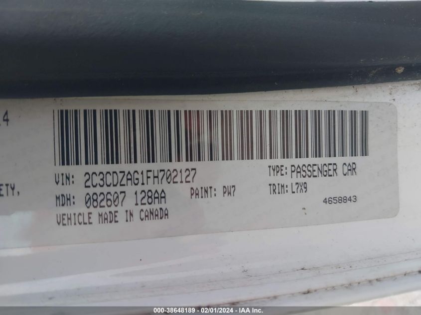 2015 DODGE CHALLENGER SXT OR R/T - 2C3CDZAG1FH702127