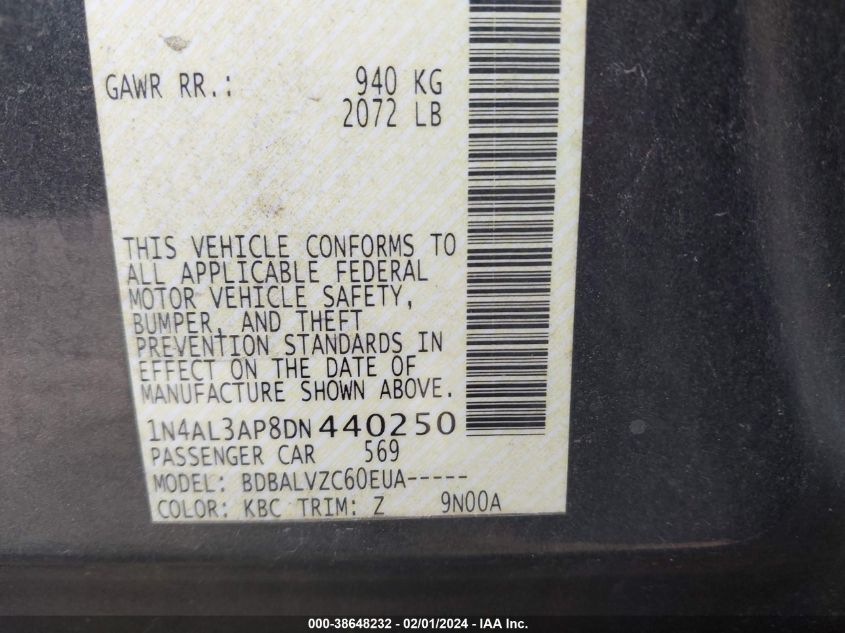 2013 NISSAN ALTIMA 2.5/S/SV/SL - 1N4AL3AP8DN440250