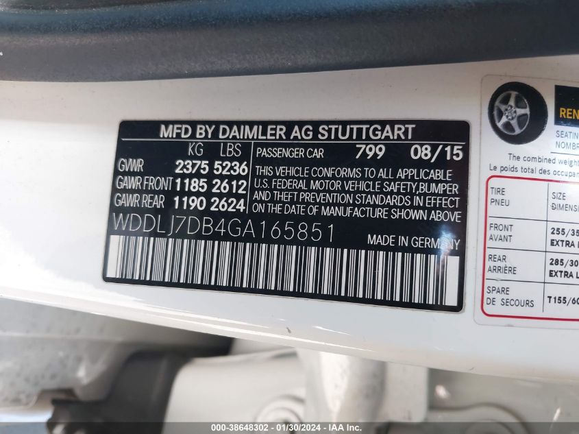 2016 MERCEDES-BENZ CLS 550 WDDLJ7DB4GA165851