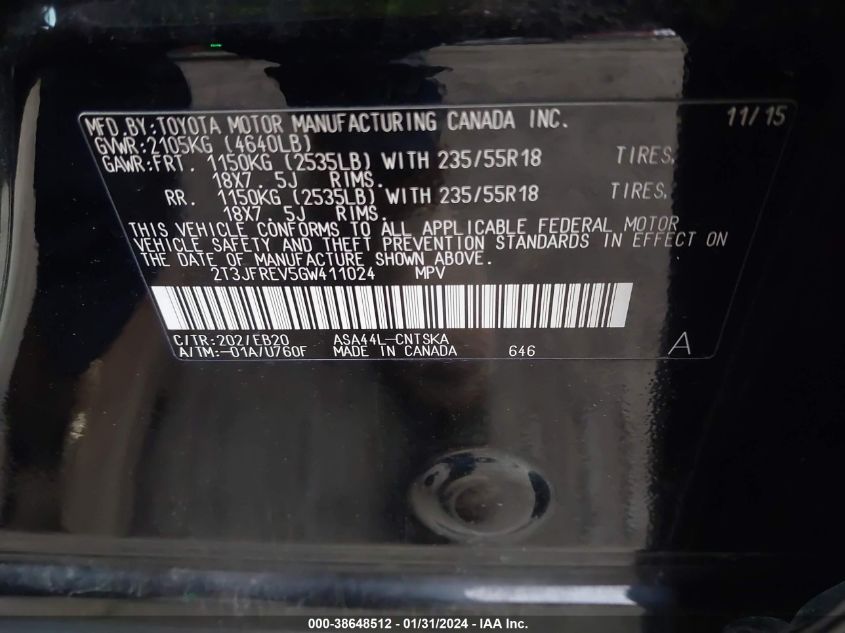 2016 TOYOTA RAV4 SE - 2T3JFREV5GW411024