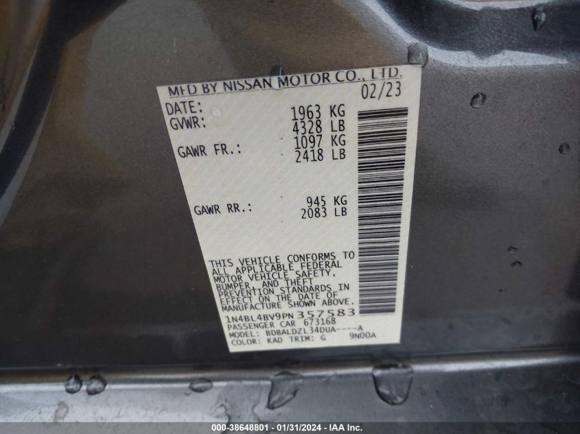 2023 NISSAN ALTIMA S - 1N4BL4BV9PN357583