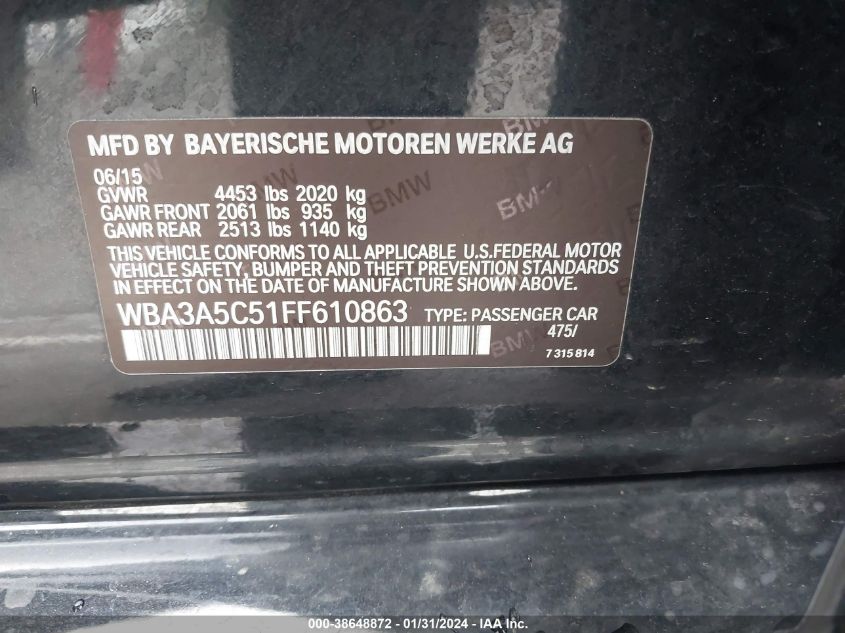 2015 BMW 328I - WBA3A5C51FF610863