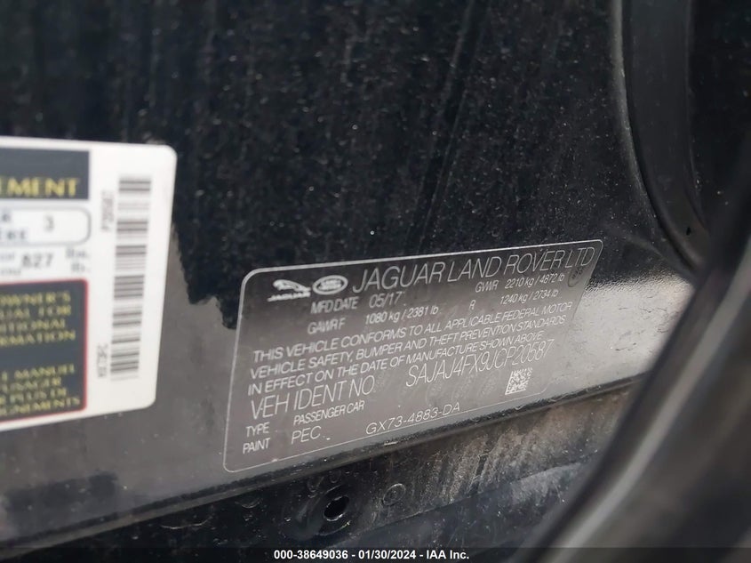 VIN SAJAJ4FX9JCP20587 2018 JAGUAR XE 25T PREMIUM