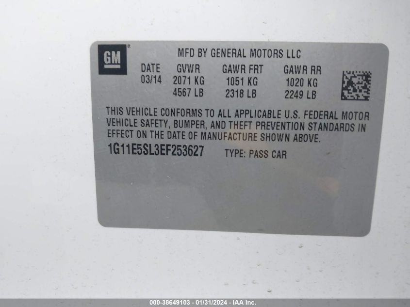 2014 CHEVROLET MALIBU 2LT - 1G11E5SL3EF253627