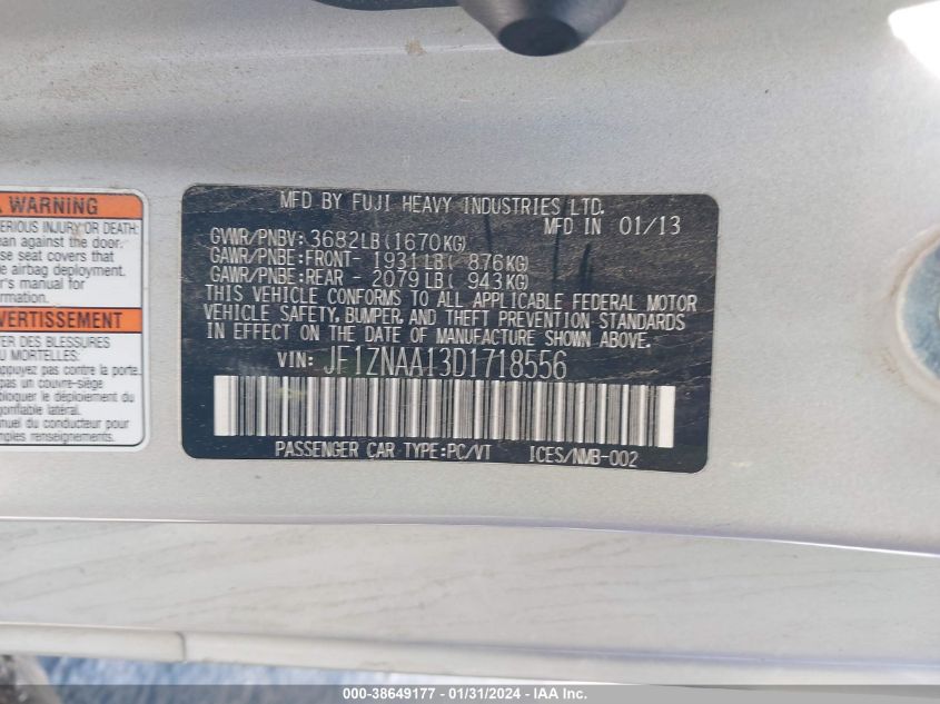 2013 TOYOTA SCION FR-S JF1ZNAA13D1718556