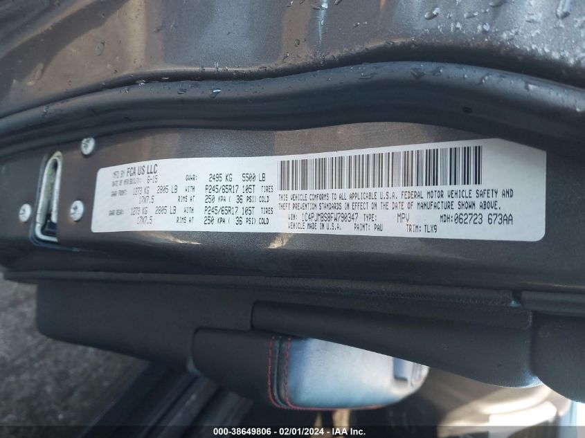 2015 JEEP CHEROKEE TRAILHAWK - 1C4PJMBS8FW790347