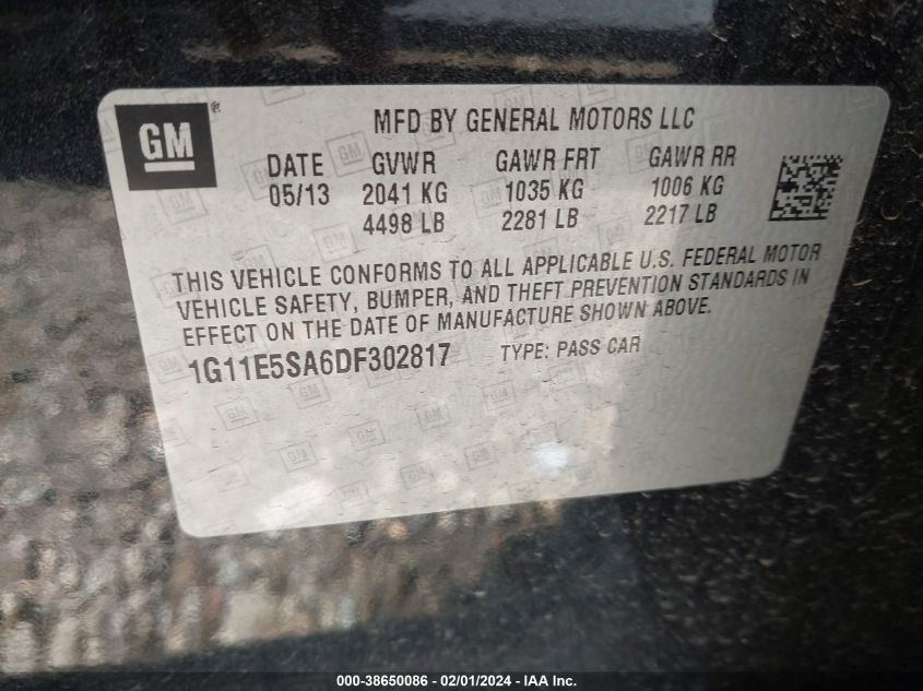 2013 CHEVROLET MALIBU 2LT - 1G11E5SA6DF302817