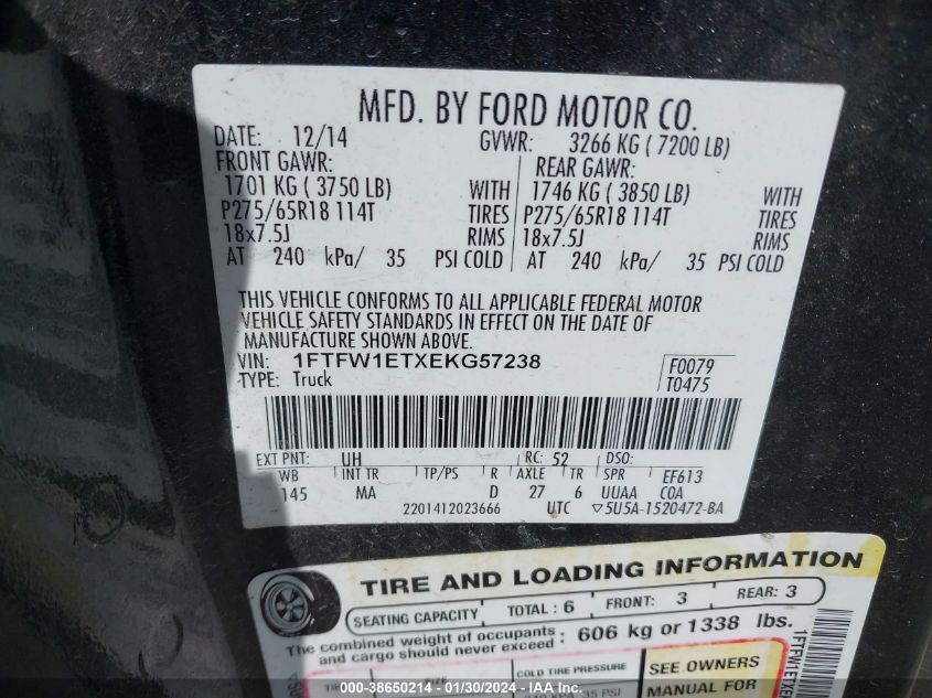 2014 FORD F-150 XLT - 1FTFW1ETXEKG57238
