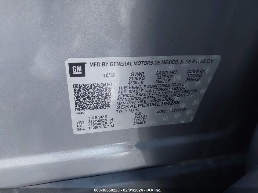 2019 GMC TERRAIN SLT - 3GKALPEX0KL194288