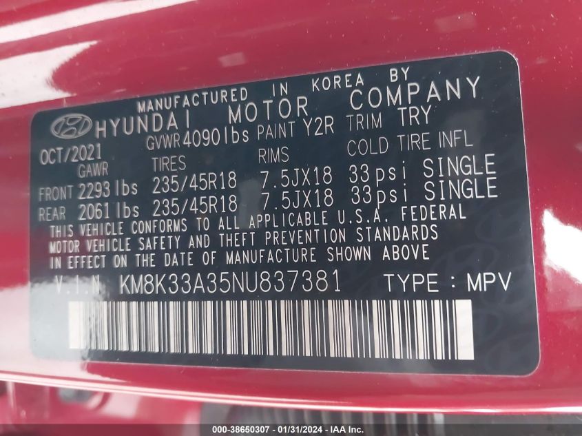 2022 HYUNDAI KONA N LINE - KM8K33A35NU837381